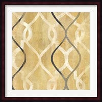 Abstract Waves Black/Gold Tiles II Fine Art Print