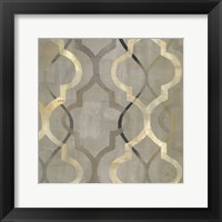 Abstract Waves Black/Gold Tiles III Framed Print