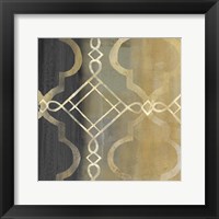 Abstract Waves Black/Gold Tiles IV Framed Print