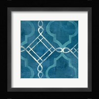 Abstract Waves Blue/Gray Tiles I Framed Print