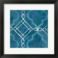 Abstract Waves Blue/Gray Tiles I Framed Print
