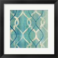 Abstract Waves Blue/Gray Tiles II Framed Print