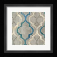 Abstract Waves Blue/Gray Tiles III Framed Print