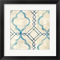 Abstract Waves Blue/Gray Tiles IV Framed Print