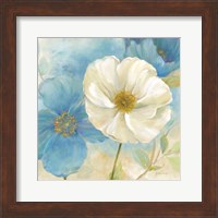 Watercolor Poppies I (Blue/White) Fine Art Print