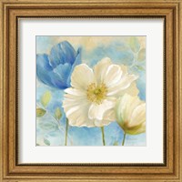 Watercolor Poppies II (Blue/White) Fine Art Print