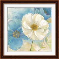 Watercolor Poppies I (Blue/White) Fine Art Print
