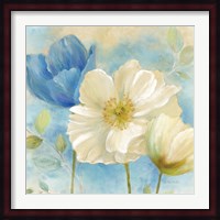 Watercolor Poppies II (Blue/White) Fine Art Print
