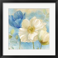 Watercolor Poppies II (Blue/White) Fine Art Print