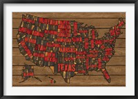Printers Block US Map Red Fine Art Print