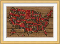 Printers Block US Map Red Fine Art Print