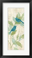 Love Bird Patterns Turquoise Panel I Framed Print