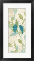 Love Bird Patterns Turquoise Panel II Framed Print