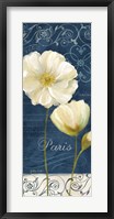 Paris Poppies Navy Blue Panel I Fine Art Print