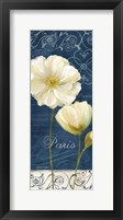Paris Poppies Navy Blue Panel I Fine Art Print