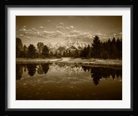 Teton Range and Snake River, Grand Teton National Park, Wyoming (sepia) Framed Print