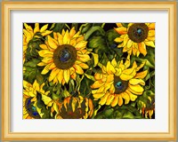 Sunflowers On a Field of Green Fine Art Print