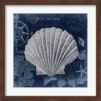 Seaside Postcard Navy I Fine Art Print