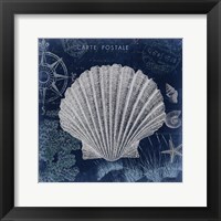 Seaside Postcard Navy I Framed Print