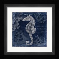 Seaside Postcard Navy II Framed Print