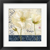 Paris Poppies Blue Trim I Framed Print