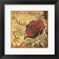 Latitude and Longitude Travel to Madrid Framed Print