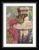 Butterfly and Fence Cross Fine Art Print