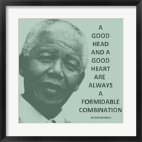 A Good Head and A Good Heart - Nelson Mandela Quote Fine Art Print