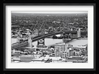 The Benjamin Franklin Bridge (aerial) (b/w) Fine Art Print