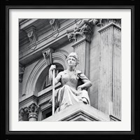 City Hall Sculpture (woman) (b/w) Framed Print