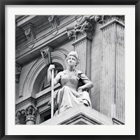 City Hall Sculpture (woman) (b/w) Framed Print