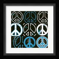 Peace Mantra (Blue) Framed Print