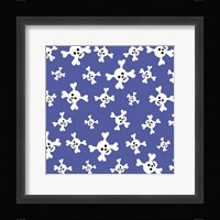 Skull Pattern Blue Framed Print