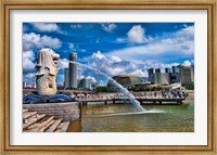 Symbol of Singapore and Downtown Skyline in Fullerton area, Clarke Quay, Merlion Fine Art Print