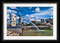 Symbol of Singapore and Downtown Skyline in Fullerton area, Clarke Quay, Merlion Fine Art Print