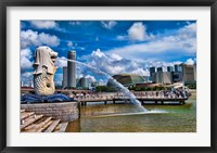 Symbol of Singapore and Downtown Skyline in Fullerton area, Clarke Quay, Merlion Fine Art Print