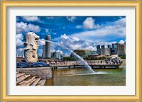 Symbol of Singapore and Downtown Skyline in Fullerton area, Clarke Quay, Merlion Fine Art Print