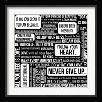 Never Give Up 7 Framed Print