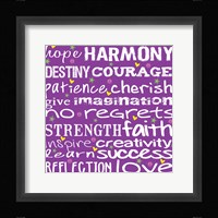 Hope Harmony Destiny - Purple Framed Print
