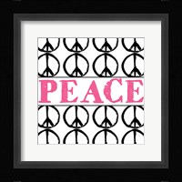 Peace - Pink with Peace Signs Framed Print