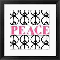 Peace - Pink with Peace Signs Framed Print