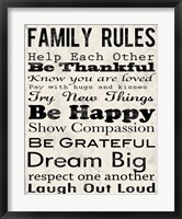 Family Rules 3 Framed Print
