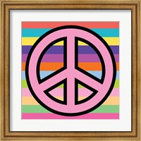 Peace - Pink on Stripes Fine Art Print