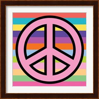 Peace - Pink on Stripes Fine Art Print