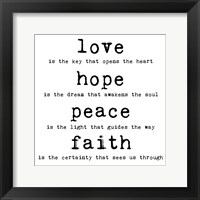 Love Hope Peace Faith 1 Fine Art Print