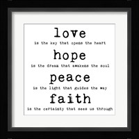 Love Hope Peace Faith 1 Framed Print