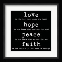 Love Hope Peace Faith 2 Framed Print