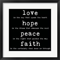 Love Hope Peace Faith 2 Framed Print