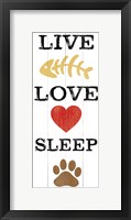 Live Love Sleep Framed Print