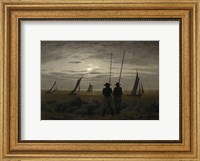 Moonlit Night on the Beach, with Fishermen Fine Art Print